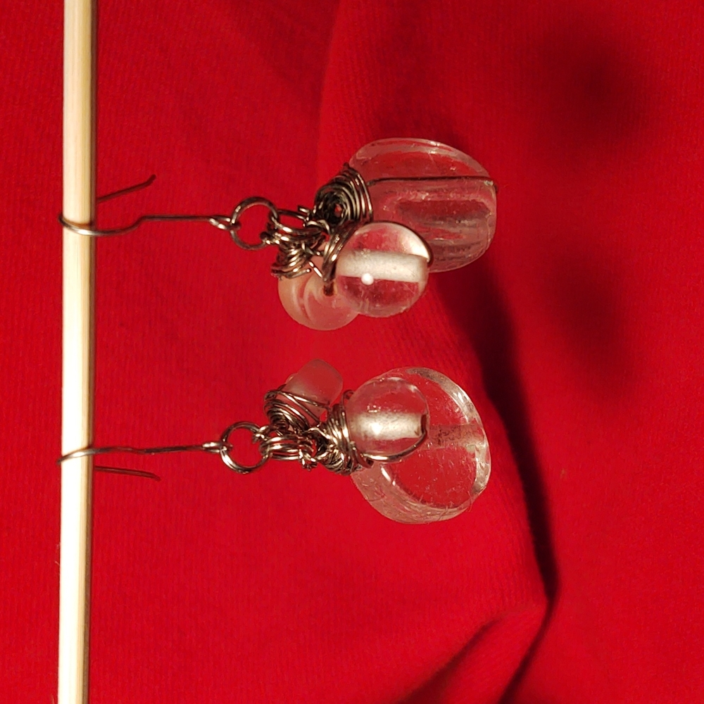 Women's Clear Glass Bead Earrings